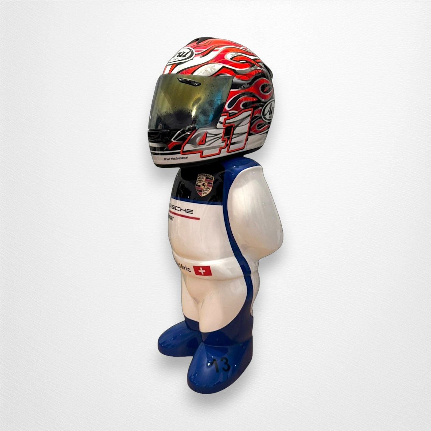 Support de casque de voiture de type Pilote "Porsche® Bleu Gentiane Métallisé"